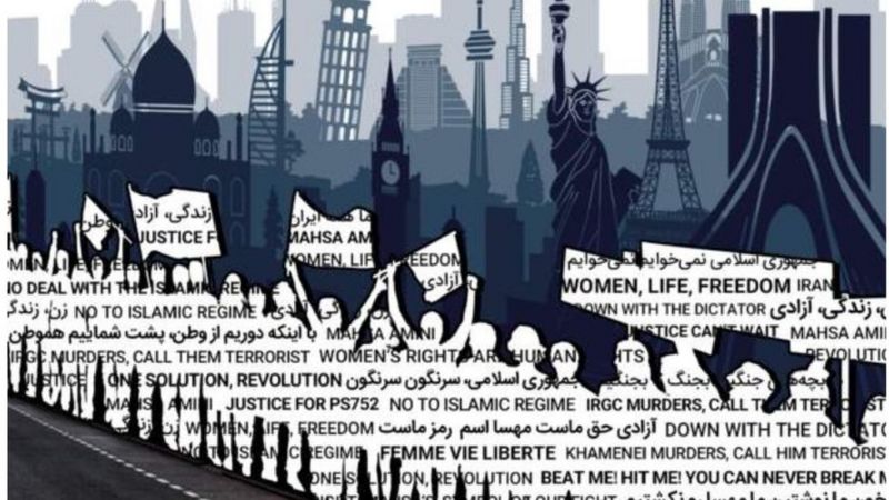 اعتراضات ایران؛ زنجیره انسانی ایرانیان خارج از کشور، پس از شرق کره‌زمین و عبور از اروپا، به آمریکا رسید
